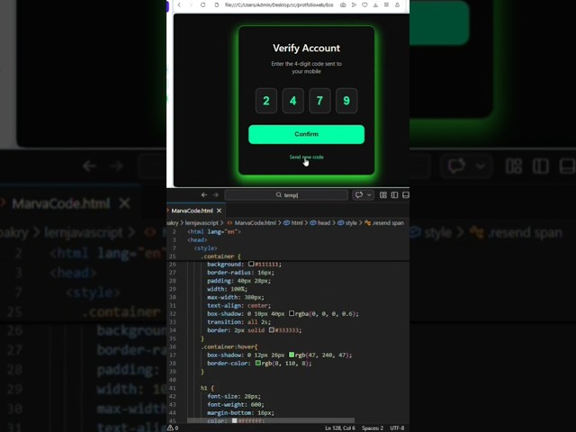 Create Otp Verification Code Form Using HTML,CSS&JS 👍#coding#webdevelopment#htmlcss#JS #htmltutorial