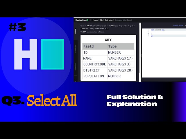 HackerRank SQL Series #3 |SELECT ALL  SQL Practice Questions Explained Step-by-Step