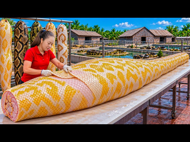 Catching a Giant Python in a Pigpen | How I Cook Crispy Fried Python Meat with Panko Breadcrumbs