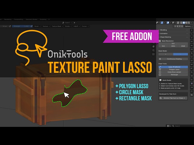 Free Blender Addon: Texture Paint Lasso Selection Tool