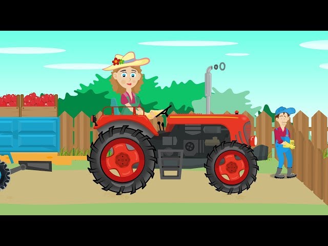 Mrs. Farmer and the Red Tractor - Delivery of Red Apples to the nearby Market