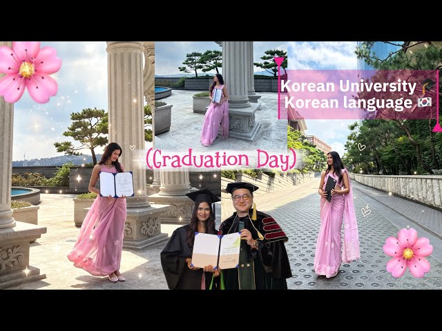 My graduation day in Korea | I wore a saree 🇮🇳🇰🇷