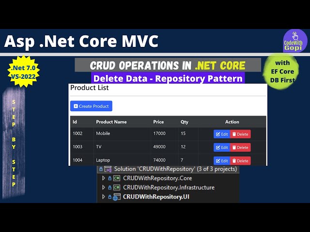 🚀 Creating a .NET Core Web App with Repository Pattern for CRUD Operations | Delete Data Tutorial