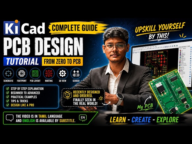 PCB Design Using KiCad 🔥 | Complete Beginner Tutorial | Schematic to Gerber | Step-by-Step Guide