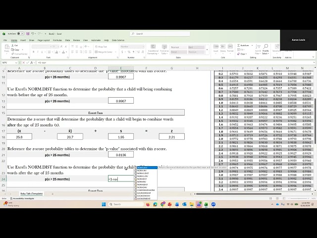 MA110 Chapter 5 Exercise (Probability and Z Scores)
