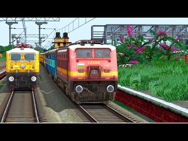 2 TRAINS OVERTAKE ICF TRAIN RAIL STATION | BUMPY RAILROAD | Train Simulator | Railwork | NTG GAMING