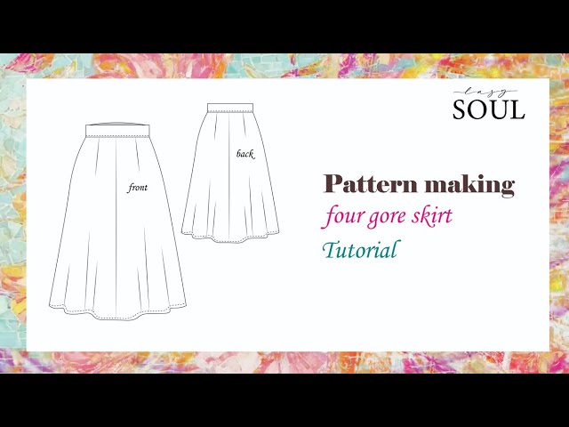 Four Gore Skirt Patternmaking | Step-by-Step Skirt Pattern Drafting & Cutting #sewing 