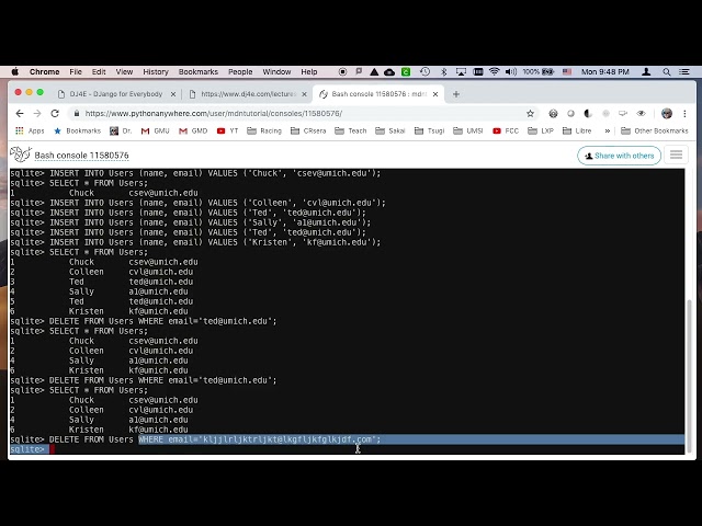 DJ 07.03 SQLite Command Line: Basic Table Creation and Queries (8:39)