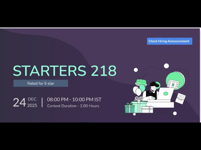 STARTERS 218 || Codechef contest LIVE  || #codechef #coding #programming #contest