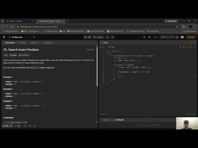 LeetCode #35: Search Insert Position | Binary Search Explained | Easy C++ Solution