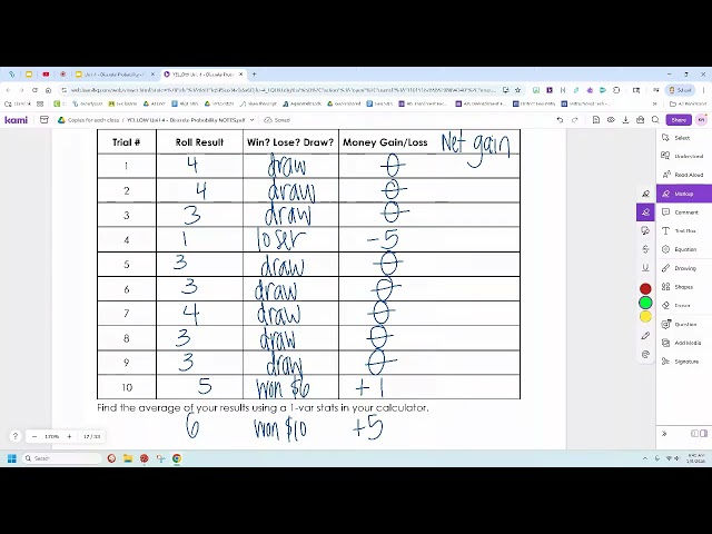 Unit 4 Lesson 5 - Expected Value