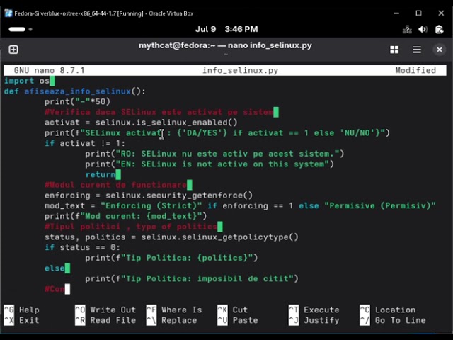 Python and SELinux - Fedora SilverBlue on VirtualBox