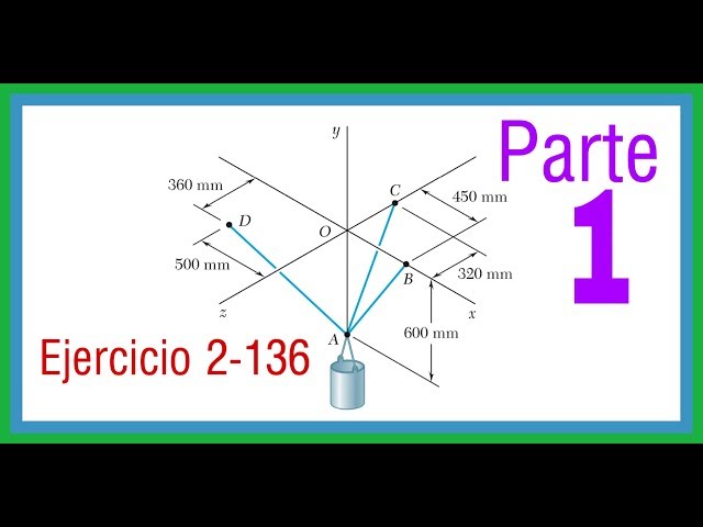 ESTATICA - EQUILIBRIO DE PARTICULA EN 3D - EJERCICIO 2-136 BEER AND JHONSTON 9 edicion (PARTE 1)