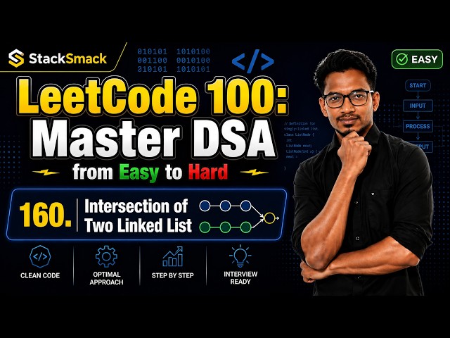 "LeetCode 169.Solved!" Intersection of Two Linked Lists | Java Solution | Easy DSA #StackSmack #fyp