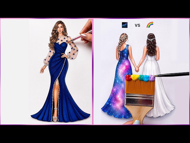20 dress art ideas/ Easy Painting hacks & Art Ideas for beginners / fashion illustration