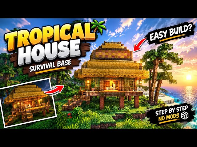 Minecraft: Tropical House Tutorial | Easy Survival House Build