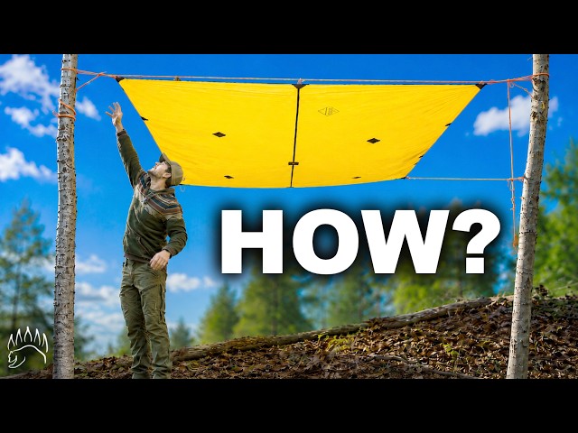 How to get a Rope & Tarp up HIGHER than you can reach — and Get It Back Down in One Pull
