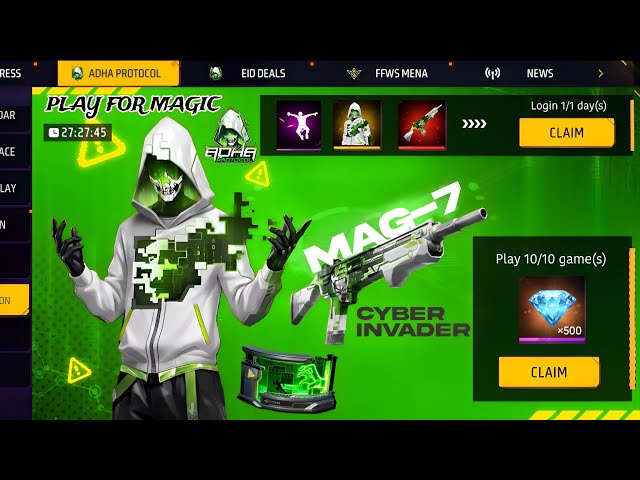 ADHA PROTOCOL EVENT 💚 FF NEW EVENT 🤯 CLAIM FREE 500 DIAMONDS 💎 FREE REWARDS ✅ GARENA FREE FIRE 🔥🔥