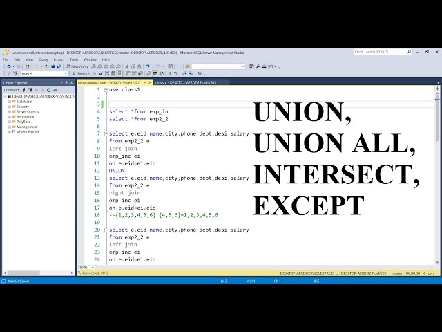 SQL For Data Science Class 11: Mastering SET Operators: UNION, UNION ALL, INTERSECT, and EXCEPT