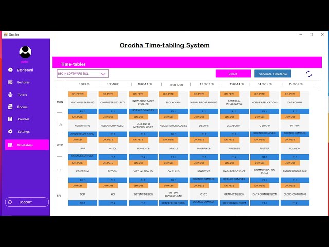 COMPLETE TIMETABLE GENERATOR WITH SOURCE-CODE ~ C#