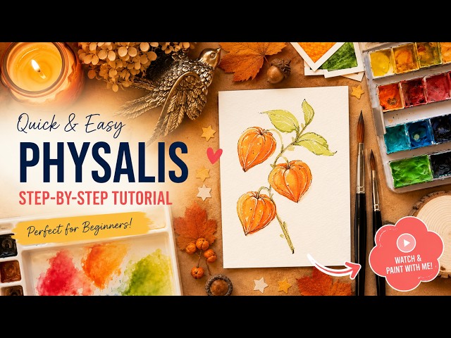 🍁How to Paint Physalis in Watercolor | Easy 12-Minute Tutorial