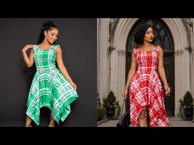 How to cut and sew an Ankara smocked/shirred handkerchief gown