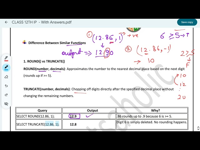 Difference Between Similar Functions | IP Class 12th | Round() vs Truncate() | Now() vs Curdate() ..
