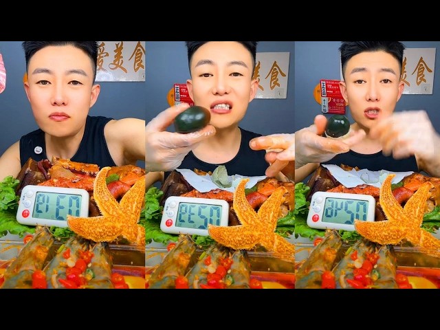 Extreme Starfish & Seafood Mukbang: Eating Century Egg Seafood Platter Challenge