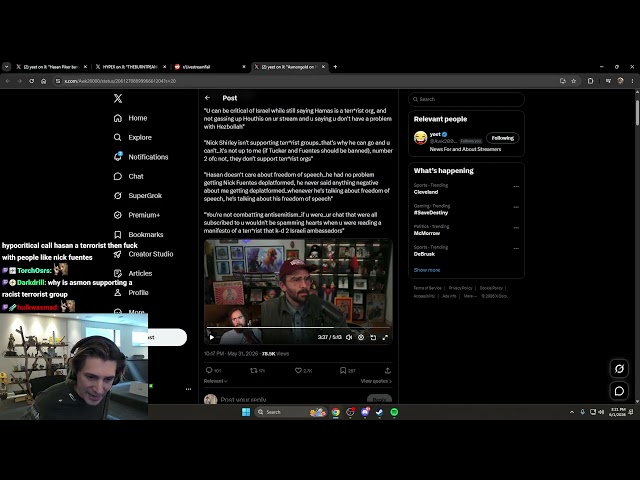 Asmongold says Hasan never supported free speech only HIS free speech...
