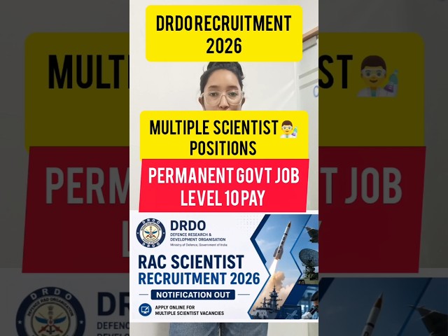 DRDO Scientist Recruitment 2026 😱 Complete Details Explained