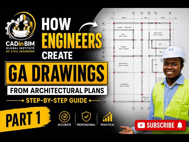 How to Convert an Architectural Plan into a Structural GA Drawing  for a G+2 Building | Part 1