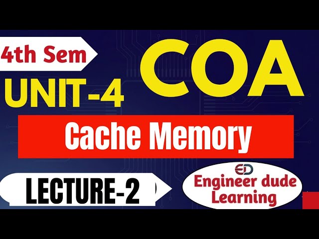 COA Unit-4 Lecture-2 | Cache Memory | Cache Structure, Mapping & Replacement Algorithms |
