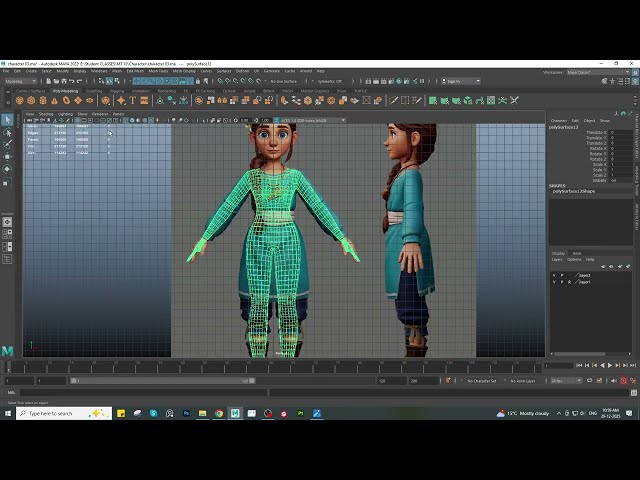 Female Cartoon Character Dress Tutorial in Maya | 3D Modeling Process | Step-by-Step Tutorial