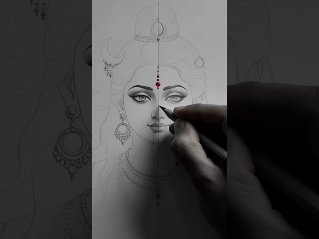 Ardhanarishvara Pencil Sketch Drawing Process #ytshorts