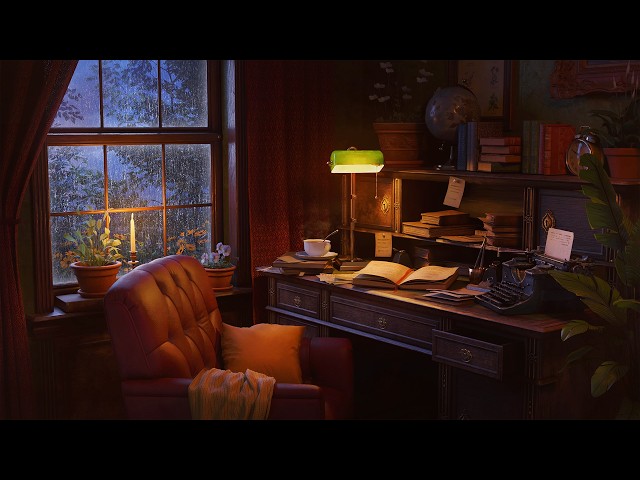 Study With Me in a Vintage Office 📚 Rain, Writing & Book Sounds | 3 Hour Focus ASMR