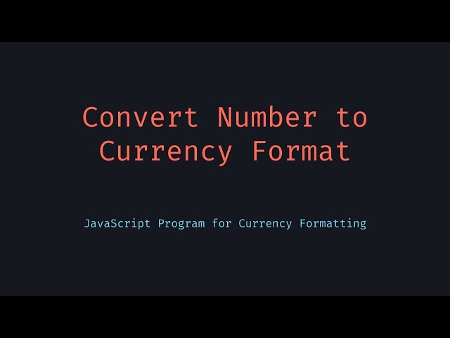Format Number as Currency