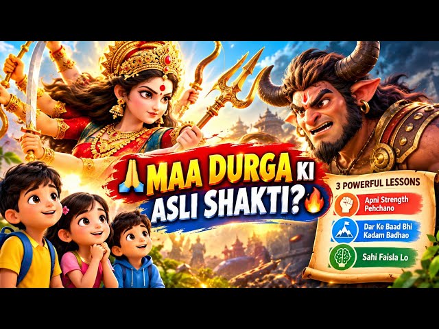 🙏 Maa Durga Ki Kahani: Bachchon Ko Himmat aur Shakti Sikhane Wali Story @KiddosGang 