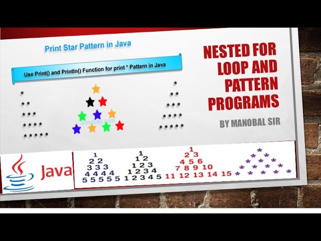 pattern program in java | Nested for loop | star and number pattern | ICSE Class 10 Computer