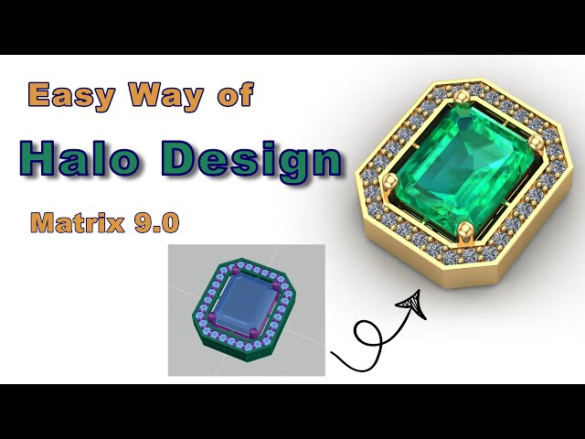 Halo Setting Design With Emerald in Matrix 9.0 | Jewelry Design Workflow