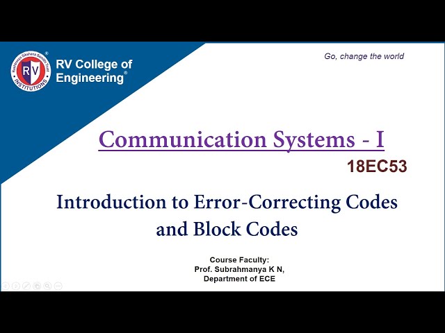 Communication Systems - 1 [Introduction to Error Correcting Codes and Block Codes]