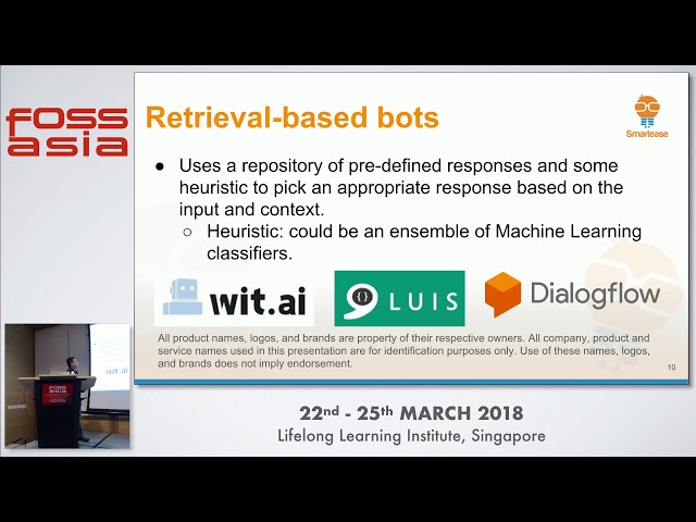 Going beyond rule-based chatbots - Yeo Wee Kiang  - FOSSASIA 2018