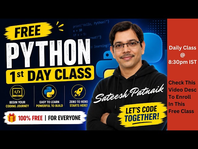 👉 Python Free Course Day 1 | Start Coding Today (Telugu)| Check Desc For Enroll | 100% Free Training