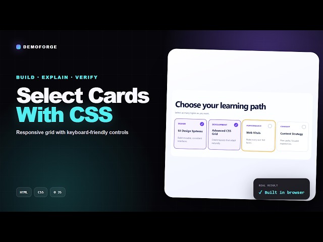 CSS :has() Multi-Select Card Grid, No JavaScript | Modern CSS