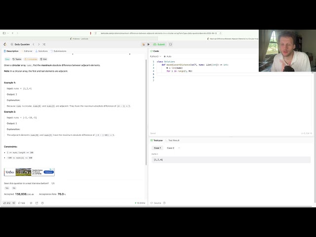 Leetcode 3423. Maximum Difference Between Adjacent Elements in a Circular Array