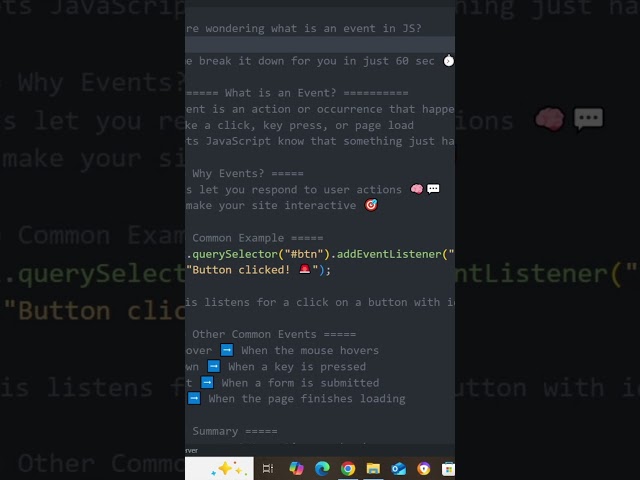 🤔What Are Events in JavaScript? (Explainedin60Seconds!)#JavaScript #CodingTips #AngelicDev