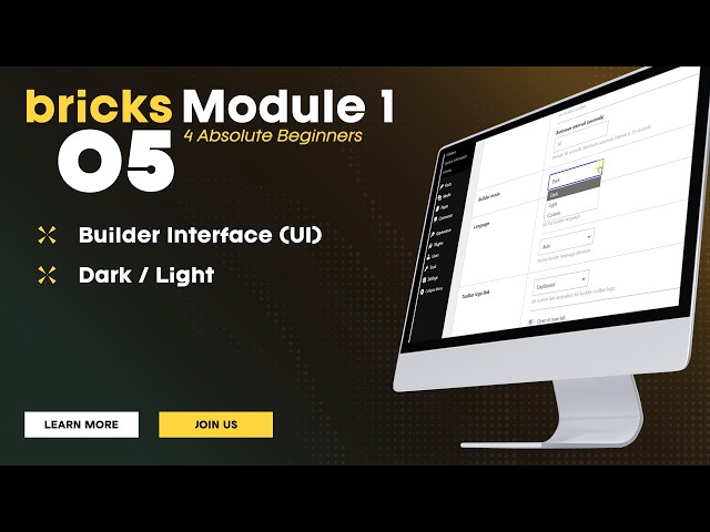 Learn Bricks WordPress #05 ► Set Builder UI Dark / Light  ∫  Total Beginners Tutorial 2026