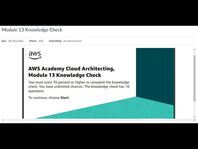 AWS Cloud Architecting - Module 13 - Knowledge Check Answers