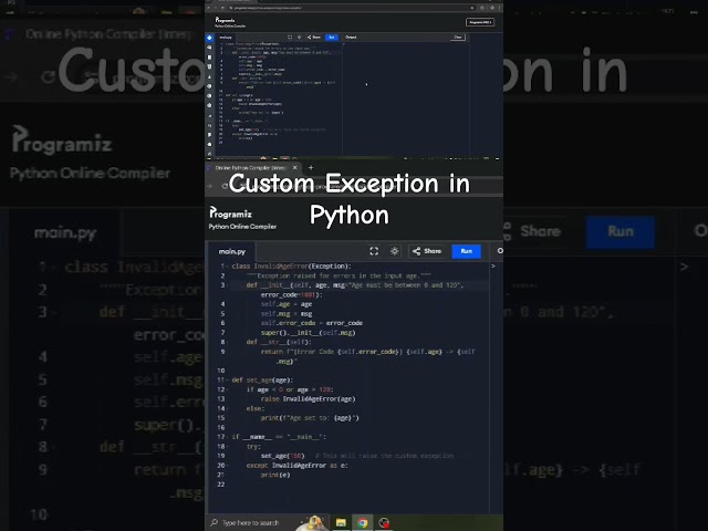 How to Create Custom Exception Classes in Python | Python Exception Handling Tutorial #python #ai