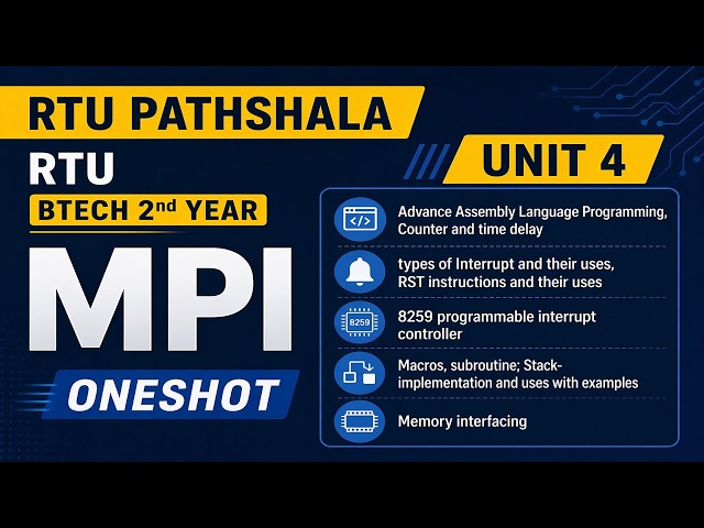 RTU MPI Unit 4 One Shot P1 | Interrupts, 8259, Stack, Memory Interfacing Complete