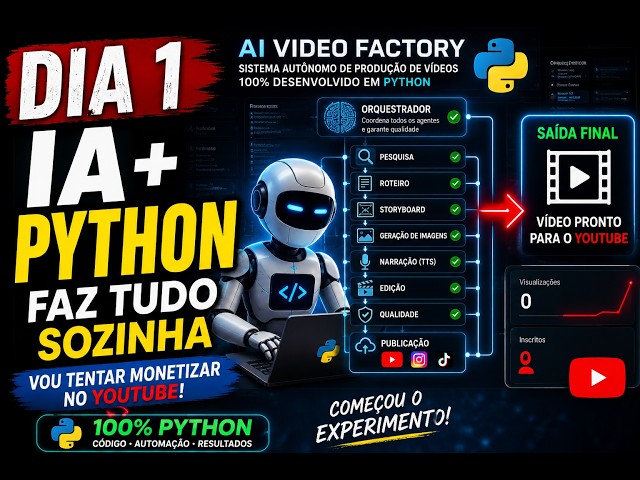 Dia 1: Criei uma IA em Python que Produz Vídeos Sozinha e Vou Tentar Monetizar (1 vídeo ~ 0,8 Dólar)
